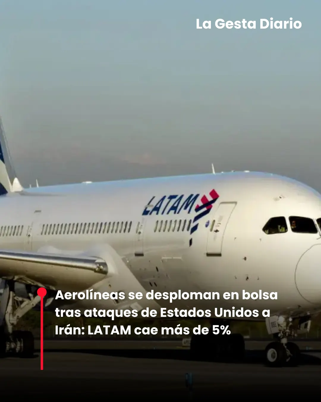 Aerolíneas se desploman en bolsa tras ataques de Estados Unidos a Irán: LATAM cae más de 5%