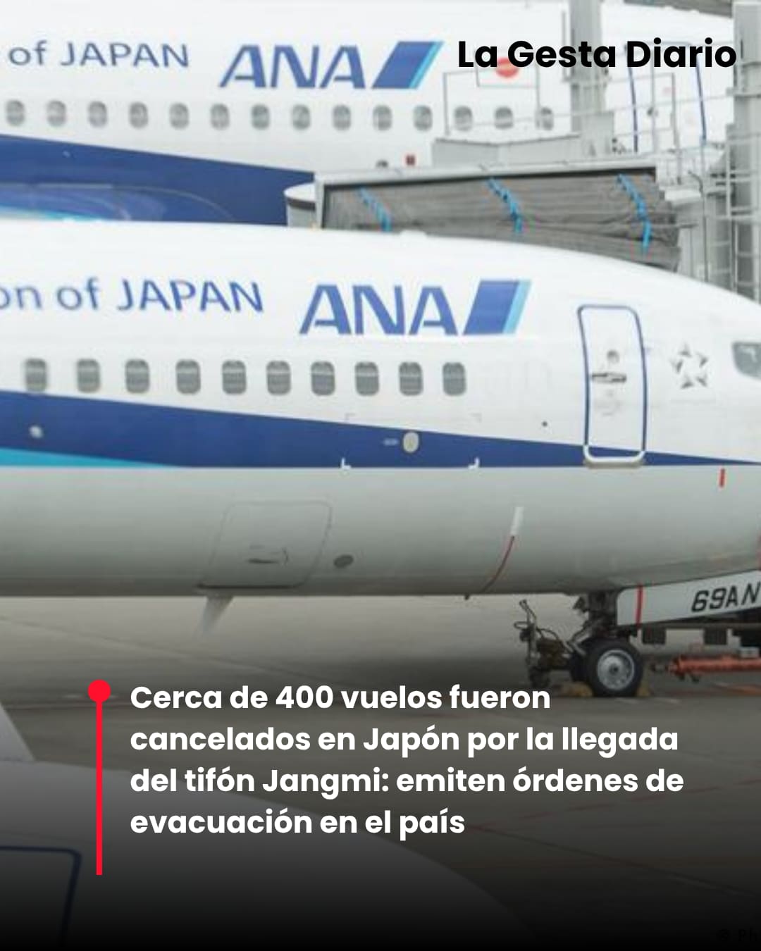 Cerca de 400 vuelos fueron cancelados en Japón por la llegada del tifón Jangmi: emiten órdenes de evacuación en el país